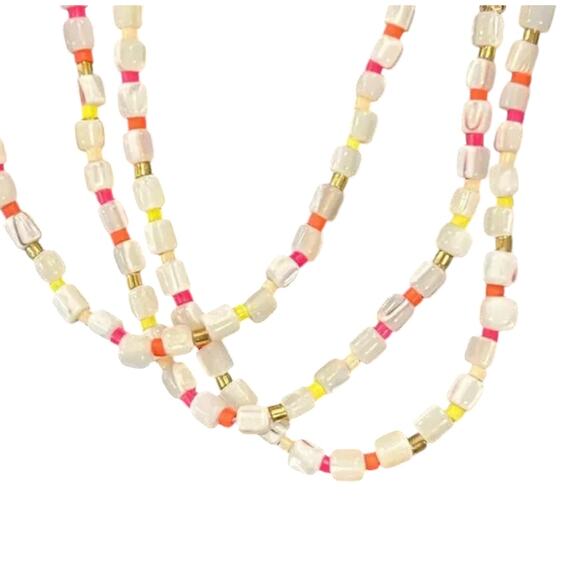 NWT LOFT Pearlized Multi-Strand Ivory, Pink & Yellow Beaded Bracelet - Picture 6 of 10